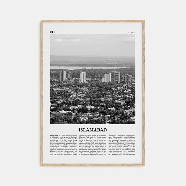 Islamabad Black and White Travel Poster, Pakistan
