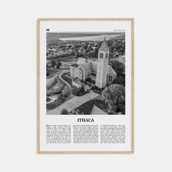 Ithaca Black And White Travel Poster, New York