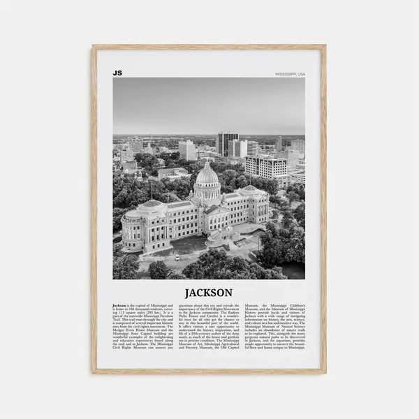 Jackson Mississippi Black and White Travel Poster