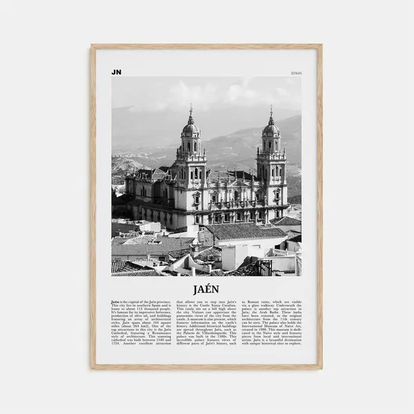 Jaen, Spain Travel Poster in Black and White