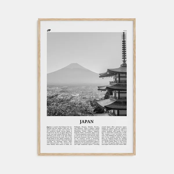 Japan Black and White Travel Poster, Tokyo Asia