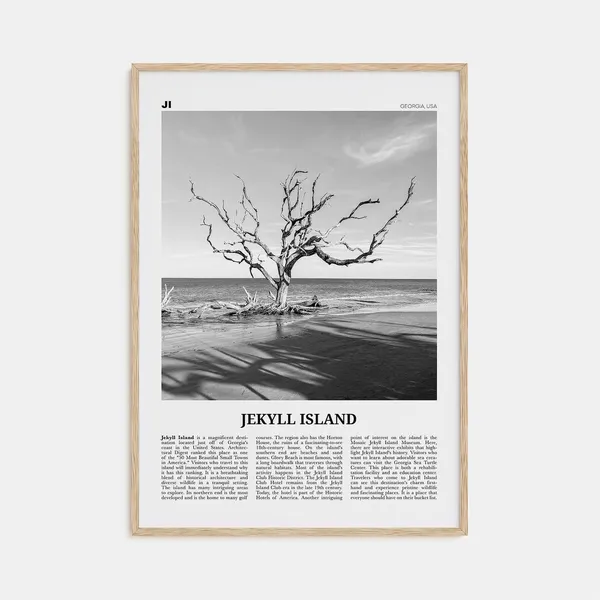 Jekyll Island Black and White Travel Poster, Georgia