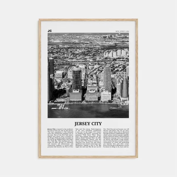 Jersey City Black and White Travel Poster, No 1