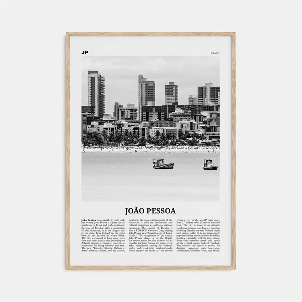 Joao Pessoa Black and White Brazil Travel Poster