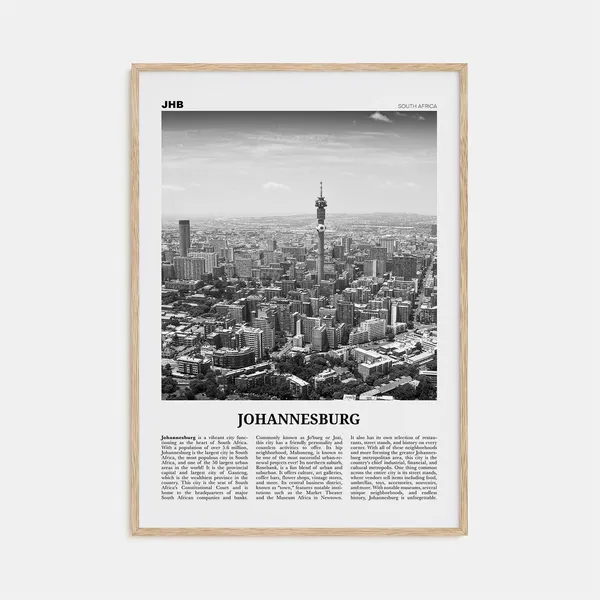 Johannesburg Black and White Travel Poster Print