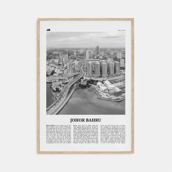 Johor Bahru Black and White Travel Poster, Malaysia
