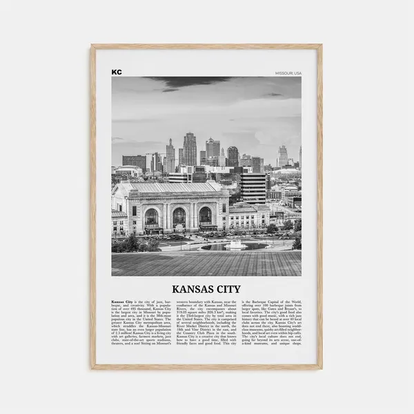 Kansas City Black and White Travel Poster, No 3