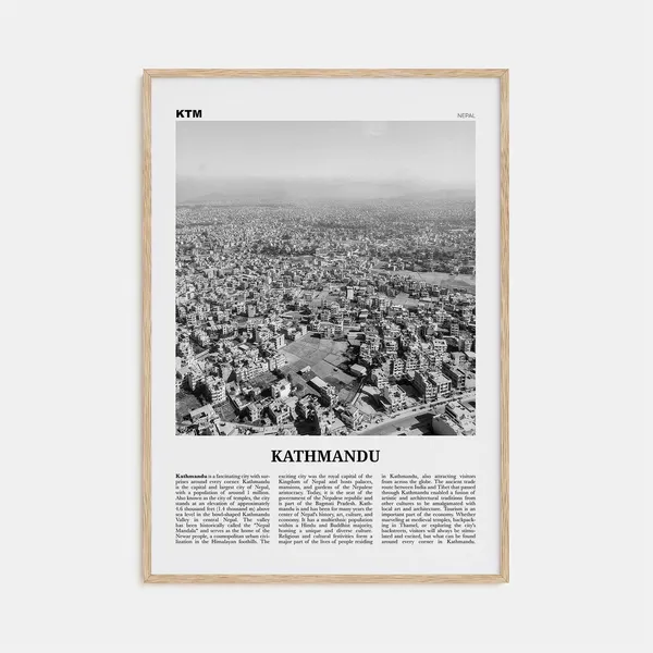 Kathmandu Black And White Travel Poster, Nepal