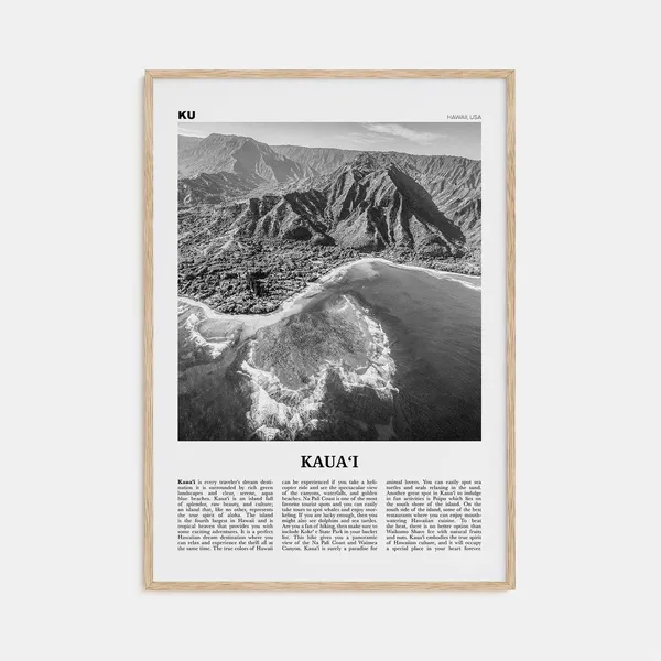 Kauai Black and White Travel Poster No. 1