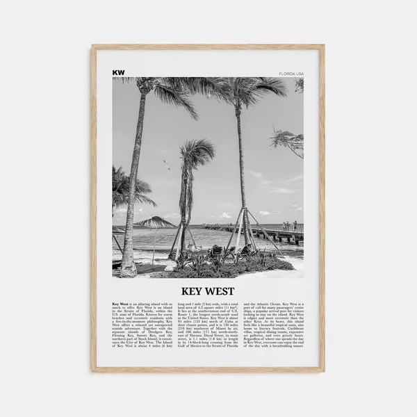 Key West Black and White Travel Poster, Florida