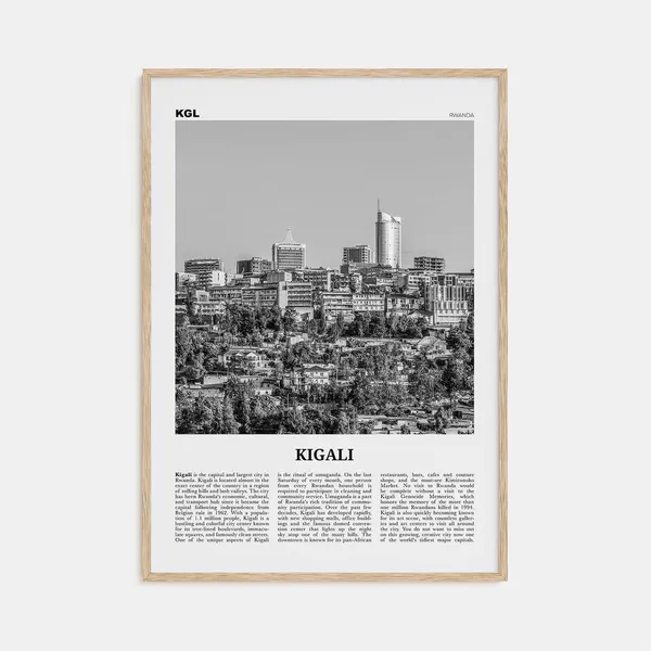Kigali Black And White Travel Poster, Rwanda Africa