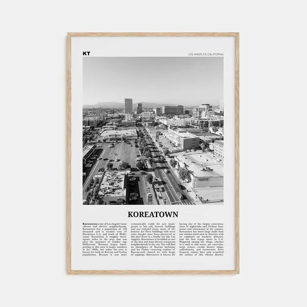 Koreatown Los Angeles Black and White Travel Poster