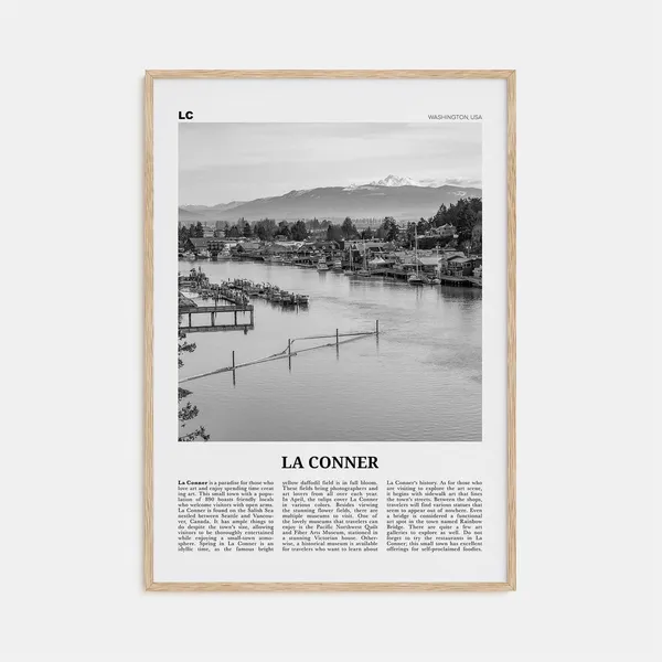 La Conner Black And White Travel Poster, Washington