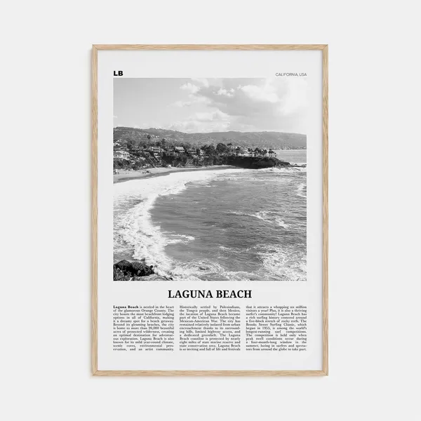 Laguna Beach Black and White Travel Poster, California