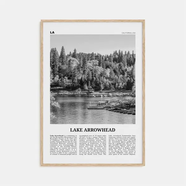 Lake Arrowhead Black and White Travel Poster