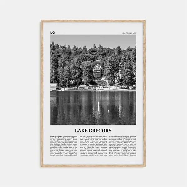 Lake Gregory Black and White Travel Poster