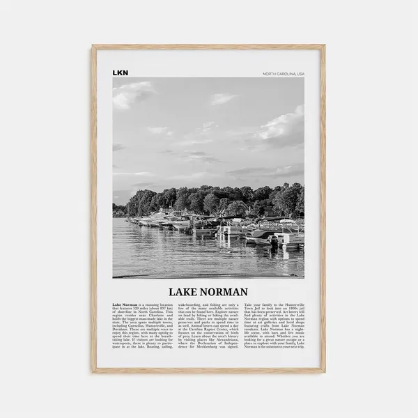 Lake Norman Black and White Travel Poster