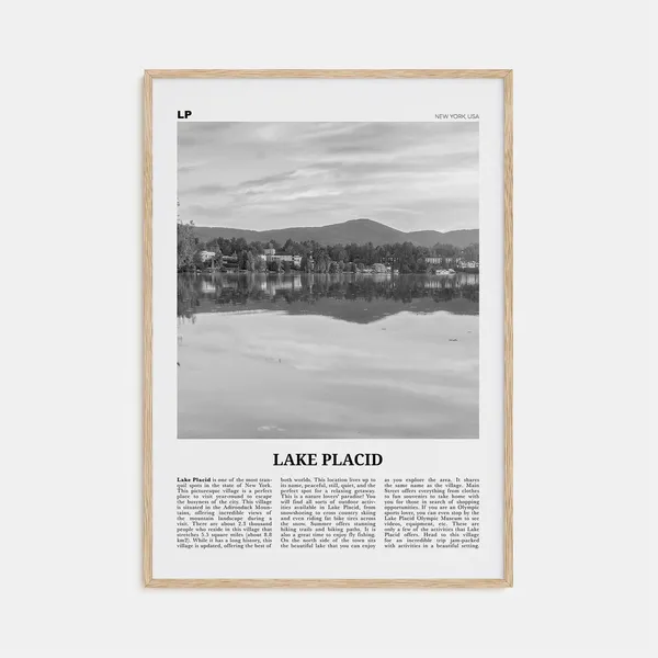 Lake Placid, New York Travel Poster, Black and White