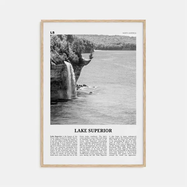 Lake Superior Black and White Travel Poster Print