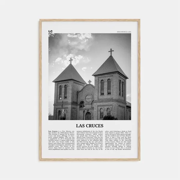 Las Cruces Black and White Travel Poster, New Mexico