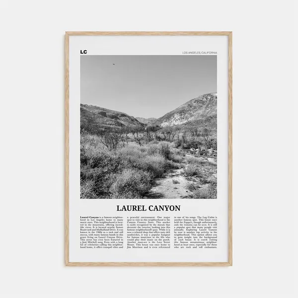 Laurel Canyon Black and White Travel Poster Art Print