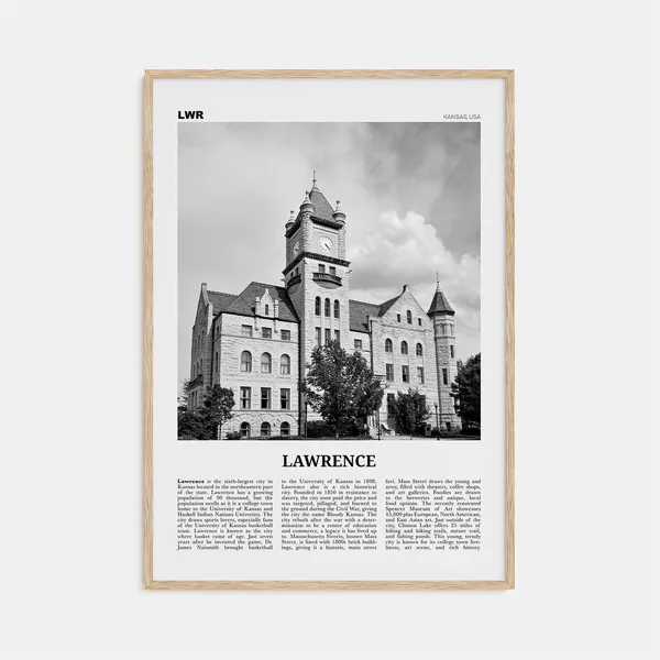 Lawrence, Kansas Black and White Travel Poster