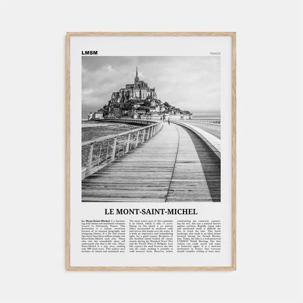 Le Mont Saint Michel Black and White Art Print