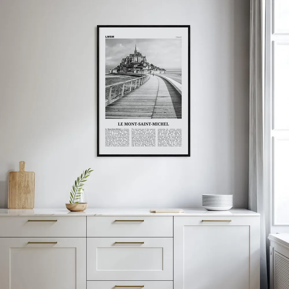 Le Mont Saint Michel Black and White Art Print - Image 2