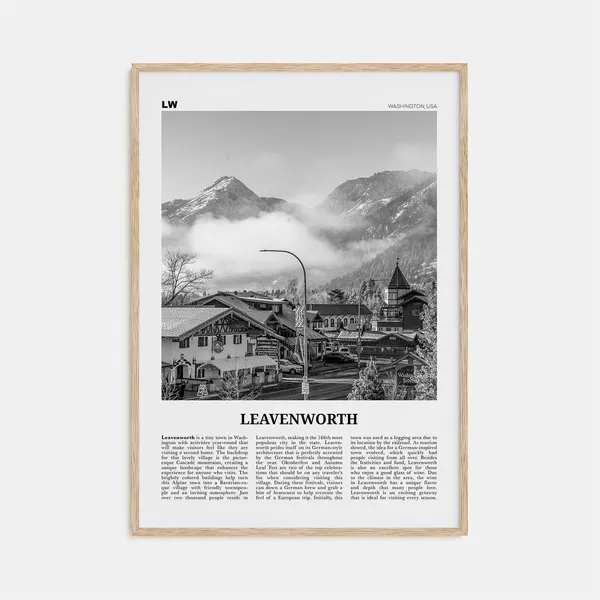 Leavenworth Black and White Travel Poster, Washington