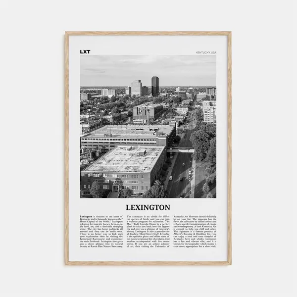 Lexington, Kentucky Black and White Travel Poster