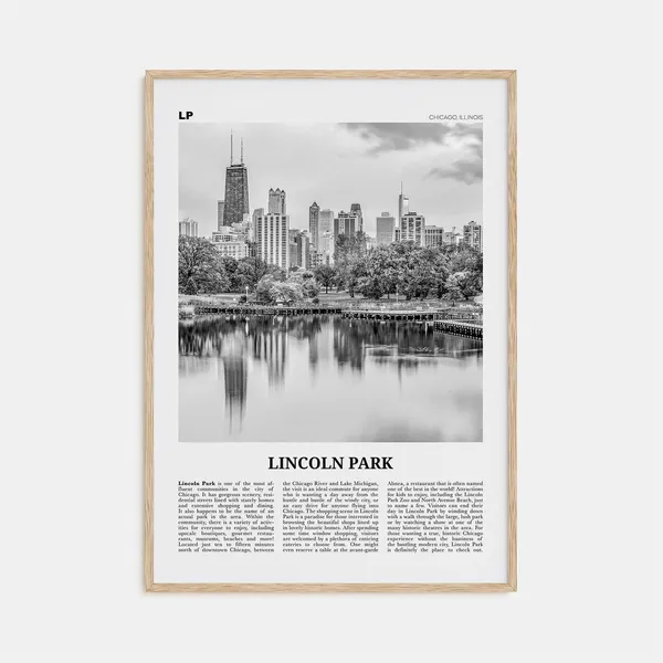 Lincoln Park Black and White Travel Poster, Chicago