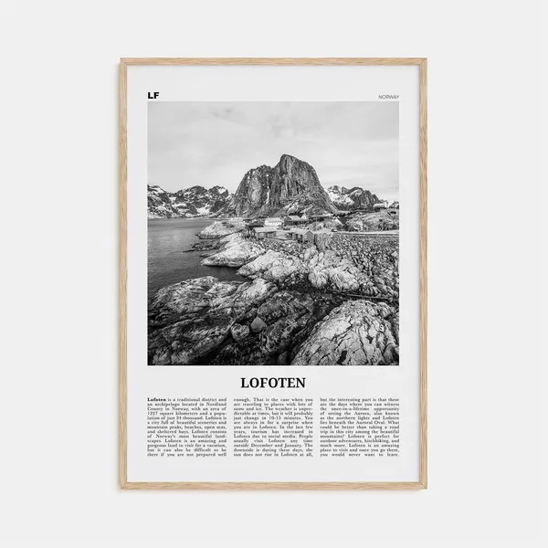 Lofoten Black And White Travel Poster, Norway Map