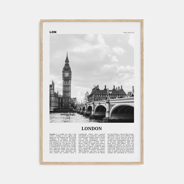 London Black and White Travel Poster, England No. 1