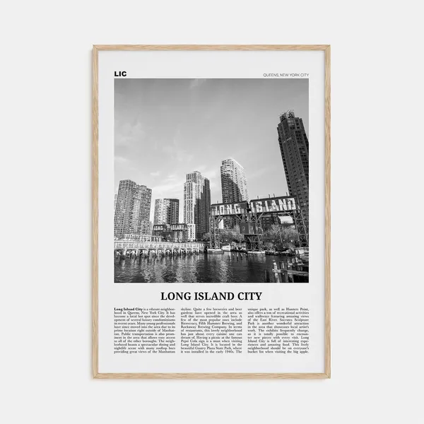 Long Island City Black and White Travel Poster
