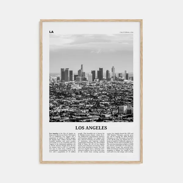 Los Angeles Black and White Art Print, California