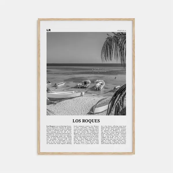 Los Roques Black and White Map, Venezuela Travel Poster