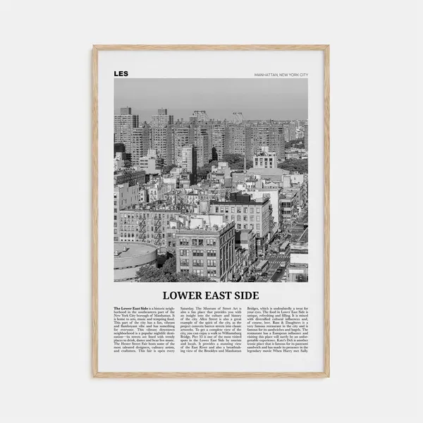 Lower East Side Black and White New York Travel Poster