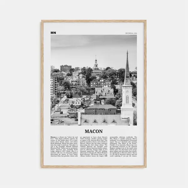 Macon Georgia Map, Black and White Travel Poster