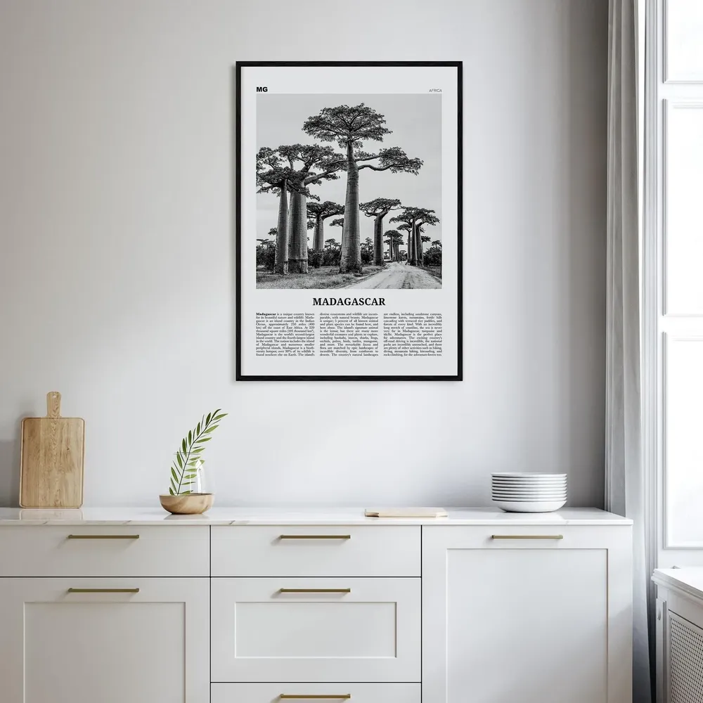 Madagascar Black and White Travel Poster, Antananarivo - Image 2