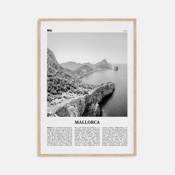 Mallorca Black and White Travel Poster, Spain