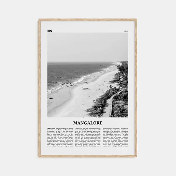 Mangalore Black And White Travel Poster, India