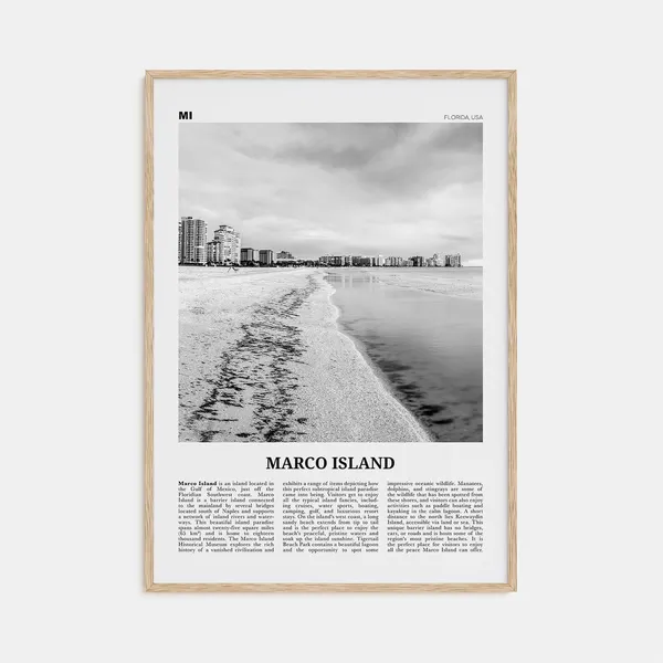 Marco Island Black And White Travel Poster, Florida