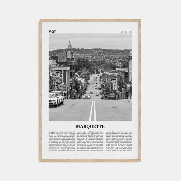 Marquette Black and White Travel Poster, Michigan