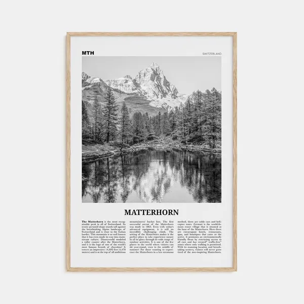 Matterhorn Black and White Travel Poster, Zermatt