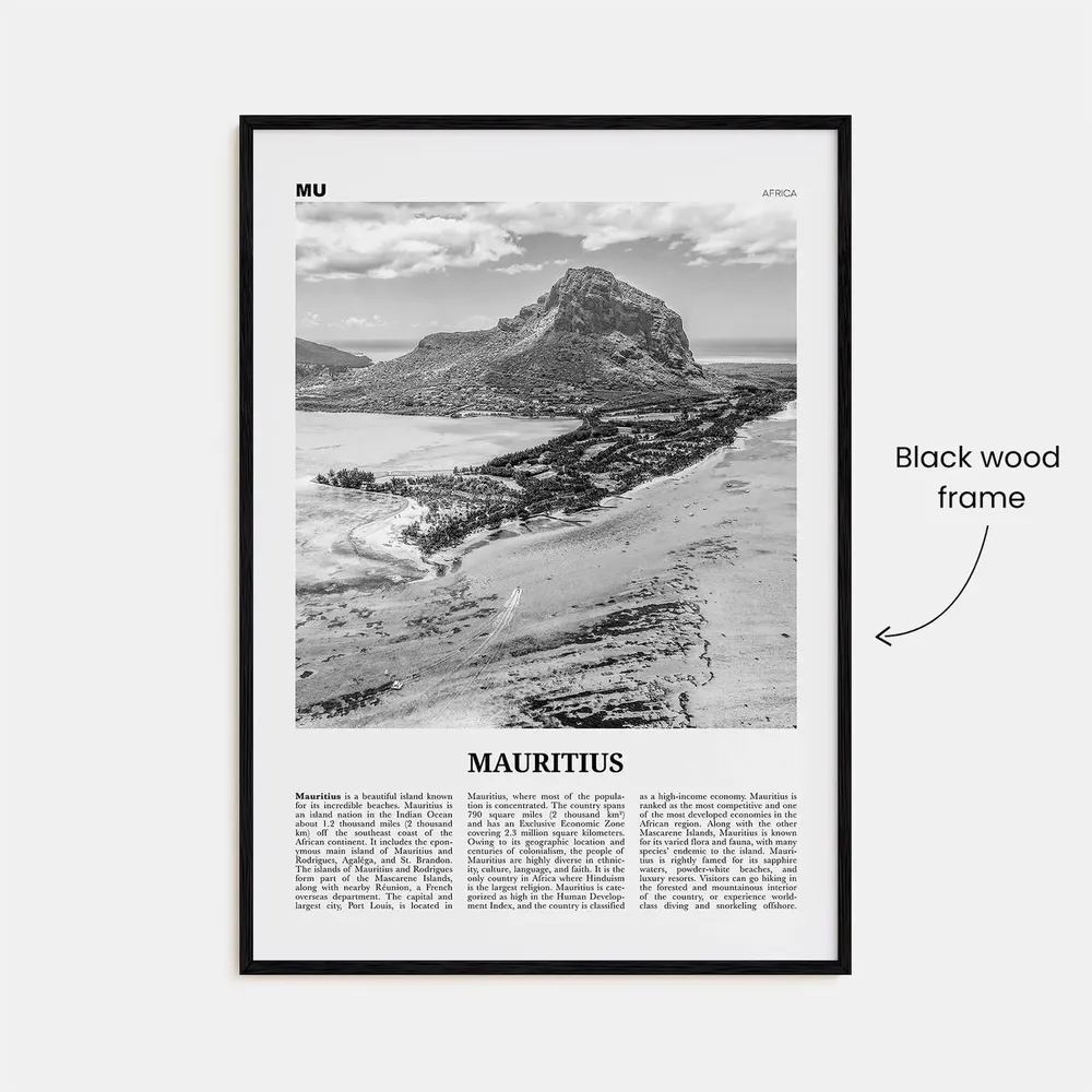 Mauritius Black And White Travel Poster, Port Louis - Image 3