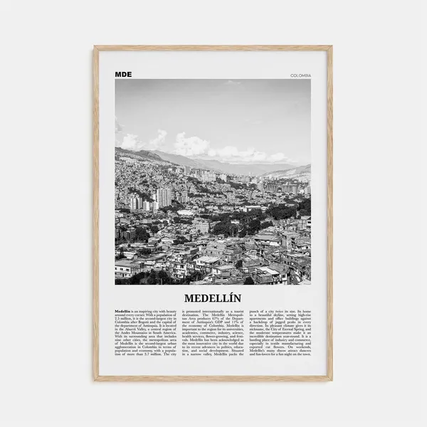 Medellin Black and White No. 1 Colombia Travel Poster