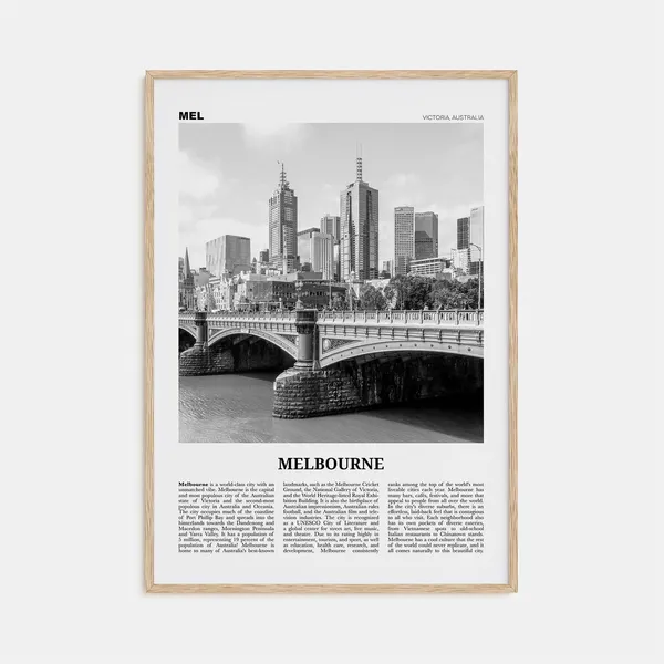 Melbourne Black and White Travel Poster, Australia
