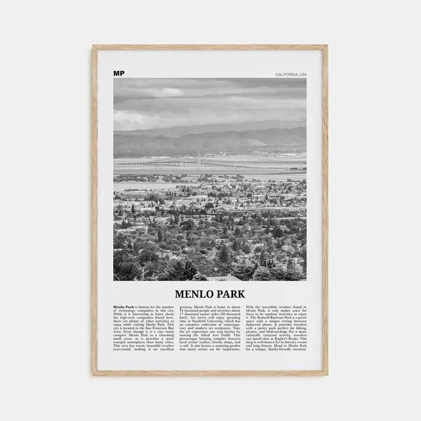 Menlo Park Black and White Travel Poster, California