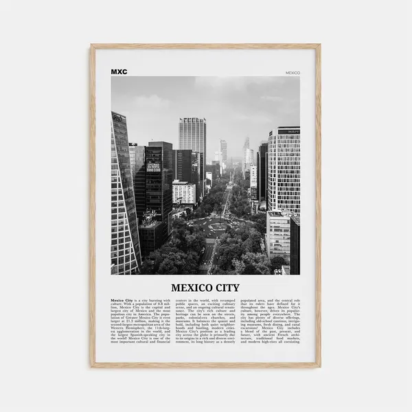 Mexico City Black and White Travel Wall Art Print