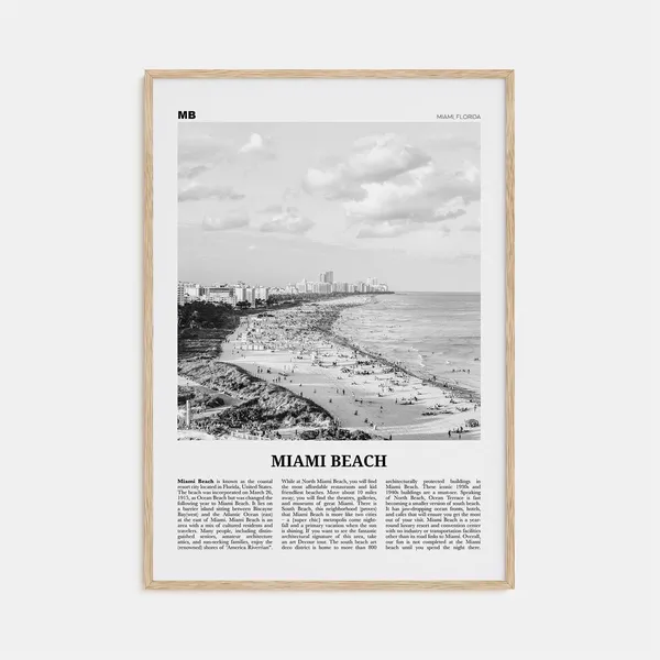 Miami Beach Black And White Travel Poster